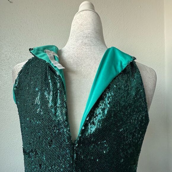 Imperial Green Sequin Tank Top Dressy Lined Party SZ S - Picture 7 of 13